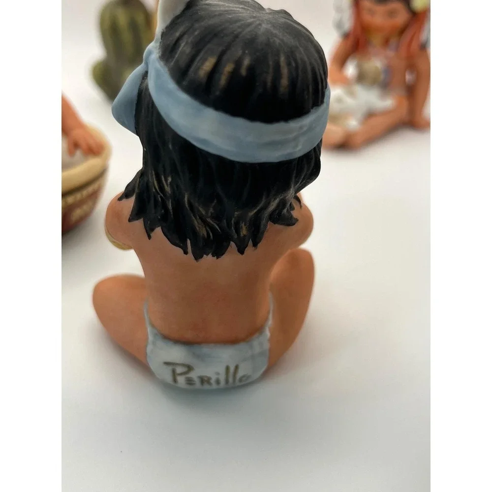 Vintage 1985 Gregory Perillo Sagebrush Kids Figurines Native American Set of 6